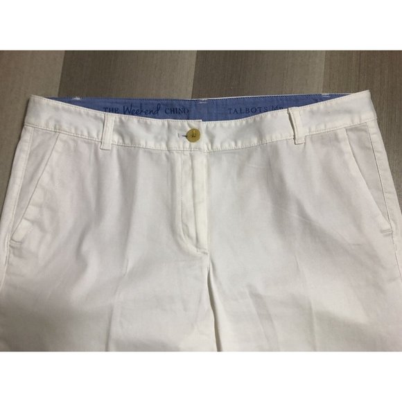 COPY - Talbots Pants Womens 14P The Weekend Super Soft Chino White Flat Front P… - Picture 1 of 12